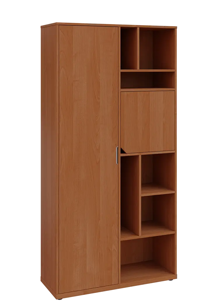 KSR6-83 L skříň šatní, 1x výsuvné ramínko, dvířka, niky, 2053x1022x400 mm, provedení levé, olše jantar